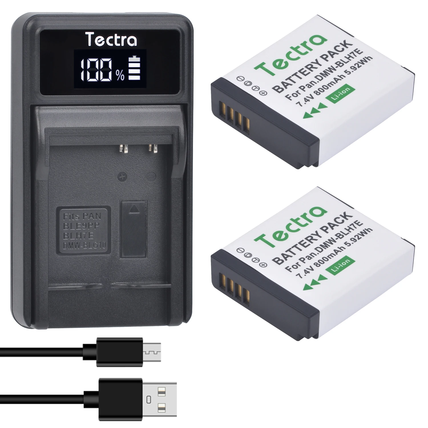 Dmw Blh7 Dmw-Blh7 Batteria Per Panasonic Dmw-Blh7Pp Dmw-Blh7E Lumix Dmc-Gm5 Gm1 Dmc-Gf7 Dmc-Gf8 Gf9 Lx10 Lx15 + Caricatore Lcd