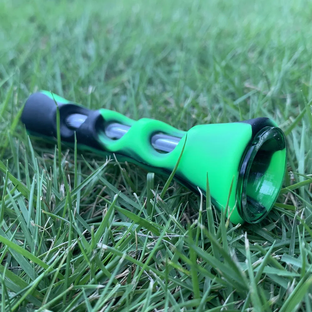 HORNET форма рога FDA Силикон и Стекло Курительная травяная труба 20 мм один htter Dugout Pipe