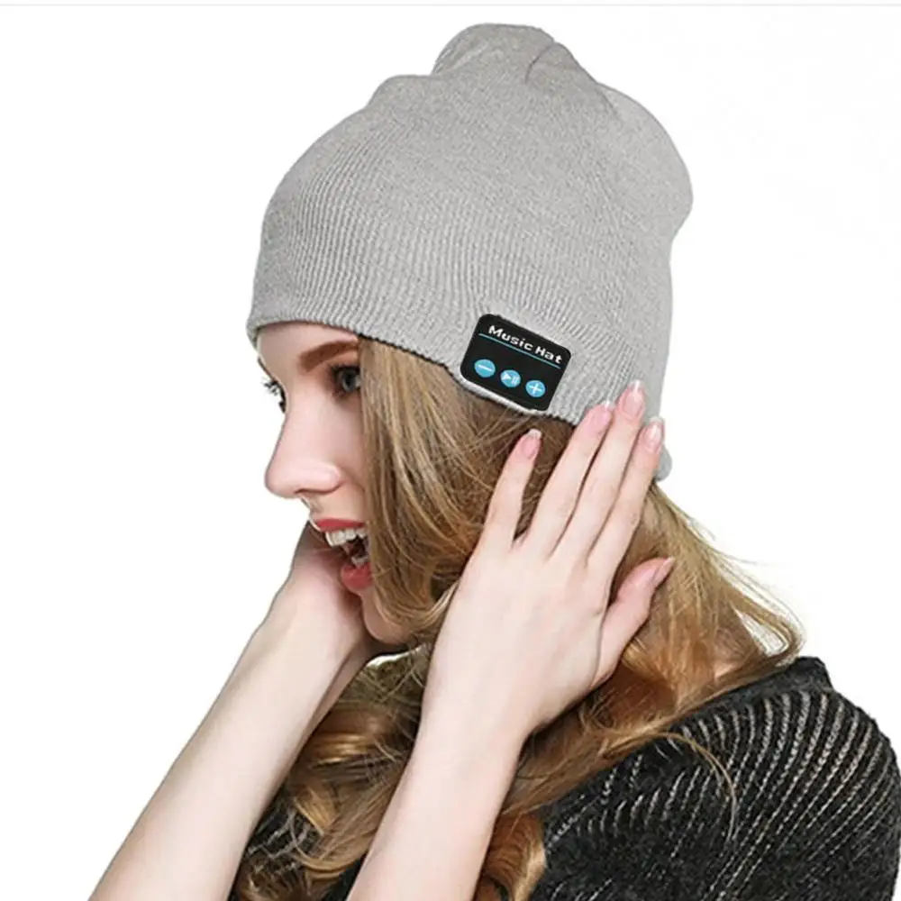 Outdoor Bluetooth V5 0 Headset Cap Wireless Hat Fashion Headphones Music Smart Warm Beanies Winter Hat with Speaker Mic TF Card