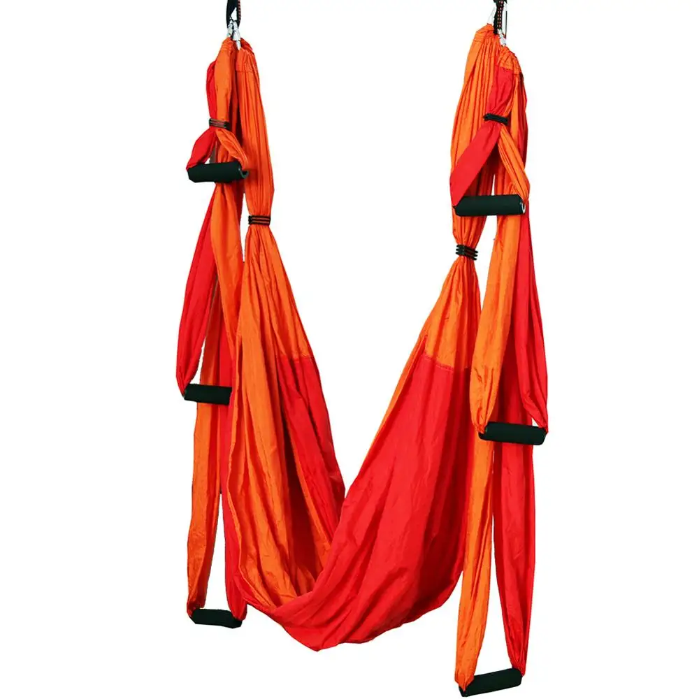Смешанный цвет анти-гравитационная воздушная Йога Комплект гамака с ремень с удлинением и сумка для переноски Йога-гамак трапеции домашний тренажерный зал подвесной ремень - Цвет: Красный