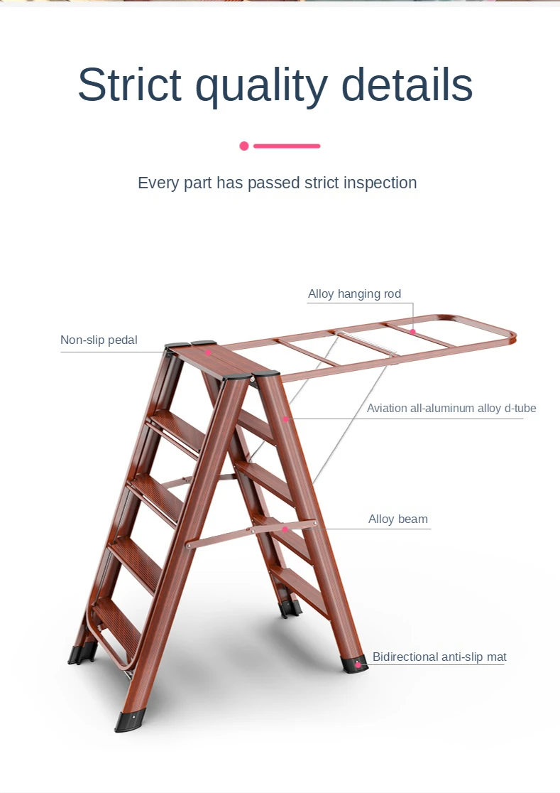 Multifunctional five-step aluminum alloy ladder drying rack dual-use household folding herringbone ladder thickened stair stool first alert carbon monoxide detector