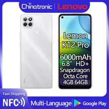 Lenovo Lemon K12 Pro 4G 64G LTE 6.8"HD+ Mobile Phone Snapdragon Octa-core Android 10 64MP Fingerprint 6000mAh NFC OTG