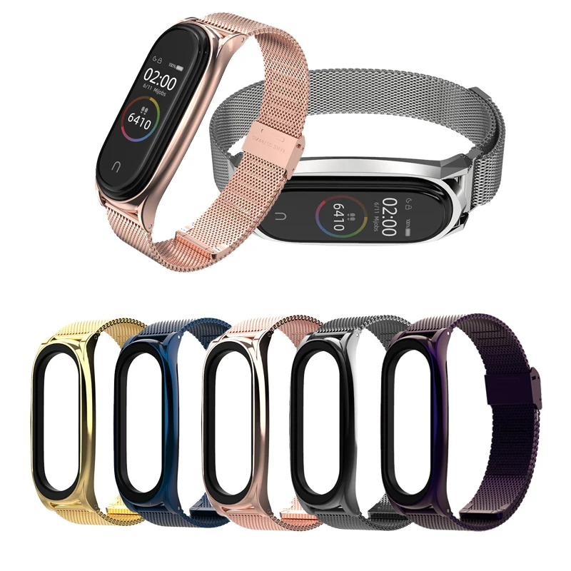 

For Mi Band 5 Strap for Xiaomi Mi Band 4 3 Smart Bracelet Screwless Stainless Steel Strap Replacement Compatible Wristbands