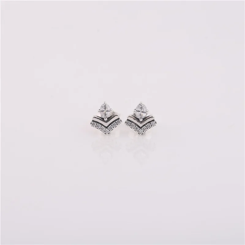 925 пробы Серебряный Белый Циркон CZ классические серьги-гвоздики для женщин Подарки на день рождения