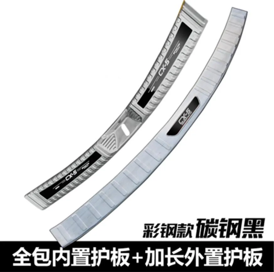 

Car styling stainless steel rear bumper Protector Extends Sill Trunk tread plate Trim Car styling for Mazda CX5 2018- 2017 fast