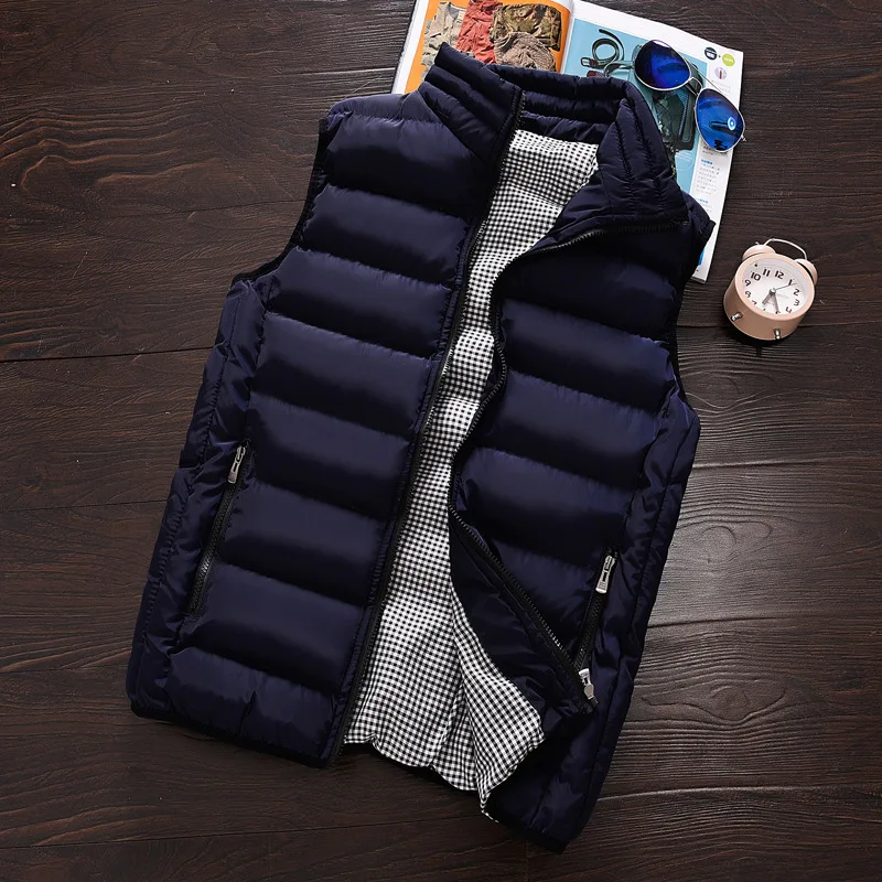 

New Style Warm Men Cotton Vest Korean-style Casual Thick Stand Collar MEN'S Outerwear Delivery 808