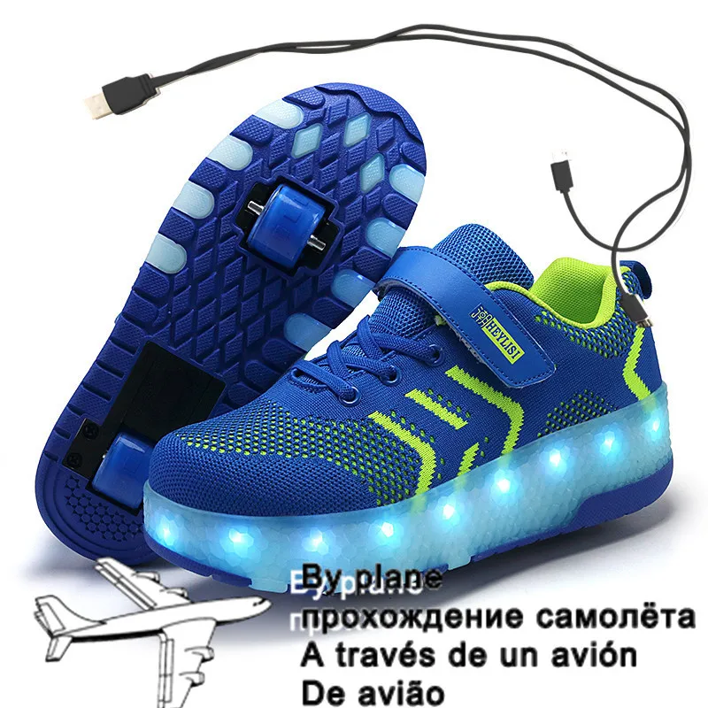 

USB Charging Children Roller Skate Casual Shoes Boys Girl Automatic Jazzy LED Lighted Flashing Kids Glowing Sneakers with Wheels