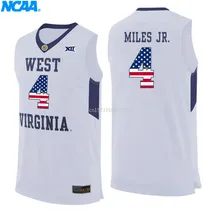 Новое поступление высокое качество Западная Вирджиния Майлз Jr.#4 колледж Молодежная футболка Джерси S-XXXL