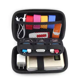 

Zipper Earphone Case Leather Storage Box Hard Bag Carrying Waterproof For Coin Memory Card Portable USB Cable Organizer#1