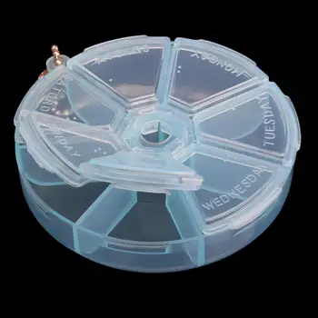 

Portable Organizer Pill Round Box 7 Slot Health Pill Box Case Medicine Drug