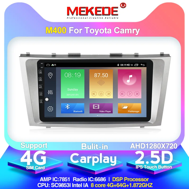 

8core 4G+64G IPS screen 4G LTE Android10 Car GPS Navigation Multimedia radio player For Toyota Camry 2007 2008 2009 2010 2011