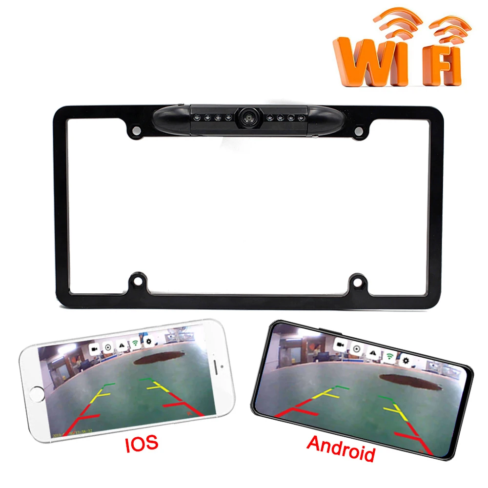 

WIFI Camera US Car Wifi License Plate Frame Wireless Rear View Camera Night Vision Reverse Backup Camera License Plate Frame