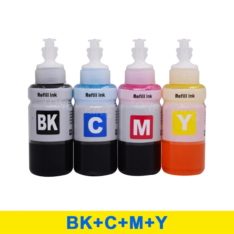 Toney universal(король принтер контейнер с чернилами 70 мл Tinta комплекты для заправки чернил для принтера Epson T664 T6641 картридж для L222 L200 L300 L301 L310 принтер - Цвет: 4Color
