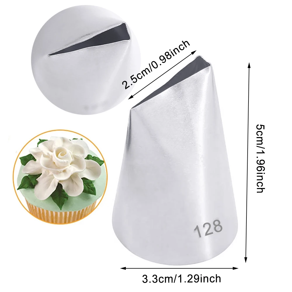 Cake Decorating Tip Set Cake Icing Nozzles Baking Nozzle Set Cake Decorating Nozzle Set 3pcs Kitchen Pastry Nozzles Rose Icing Piping Tips #126 #127 #128 Stainless Steel Nozzles Sets Cake Decorating Tools