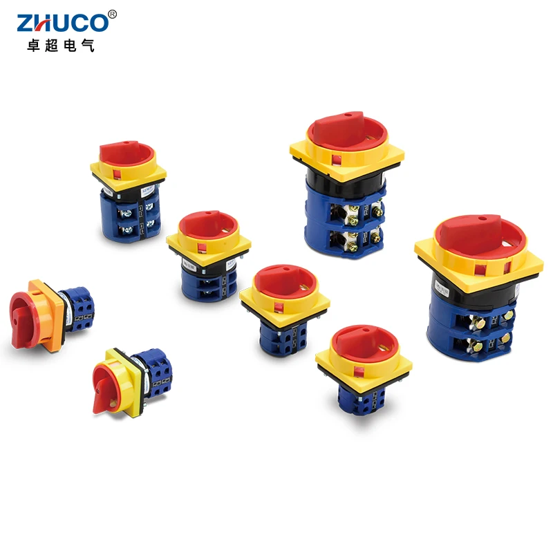 ZHUCO 로터리 캠 스위치, 전원 차단 노브 절연 마스터 스위치, SZW26-20 2GS-H 68x68mm 패널, 2 위치, 2 극 0-1 20A