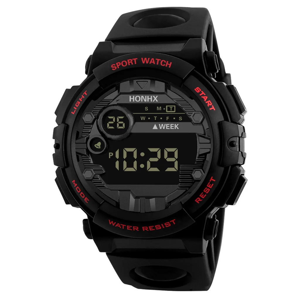 Водонепроницаемые спортивные детские часы, уличные военные студенческие часы с будильником, модные цифровые светодиодный часы с датой для детей, часов для мальчиков, черный ремешок для часов - Цвет: Red