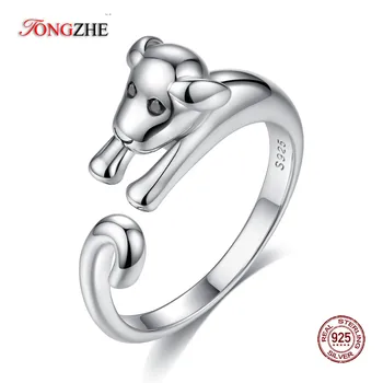 

TONGZHE Wholesale Lots Bulk 925 Sterling Silver Adjustable Rings For Women French Bulldog Animal Female Finger Jewelry Men 2018