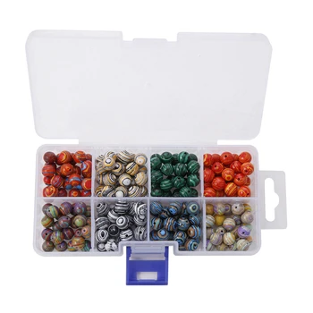 

8mm Synthetic Malachite Round Beads Scattered Beads 8 Colors Combination 200 Pcs 1 Box