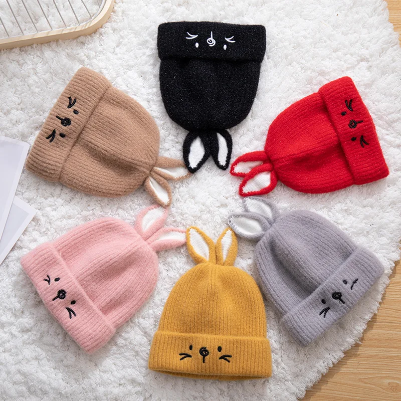

New Baby Kids Girls And Boys Winter Warm Knit Hat Solid Cartoon Animal Warm Cute Lovely Candy Free Size Beanie Christmas Cap