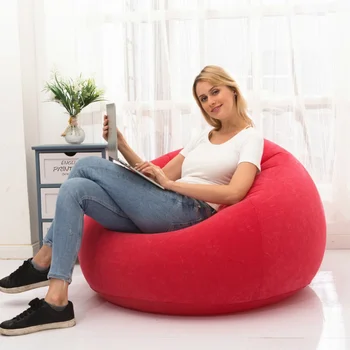 

Inflatable Sofa Flocking Lazy Football Sofa Small Household Single Sofa Leisure Entertainment Stool living room bean bag chairs
