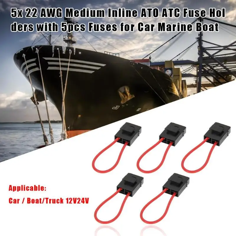 5pcs22 AWG Средний размер встроенные держатели предохранителей практичный и Прочный Простота портативный с 5 шт. 30A предохранители для автомобиля морской