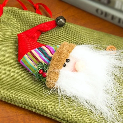 Рождественская льняная ткань, льняная ткань, Рождественская сумка с 3D кукольным шнурком, крышка бутылки вина, зимние праздничные украшения - Цвет: Old man