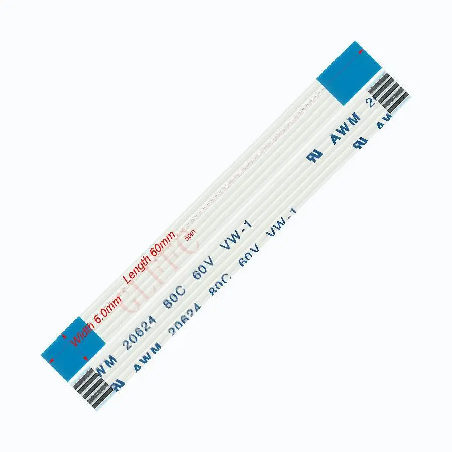 

5pin 1,0 шаг 60 мм-280 мм A-Тип Гибкий плоский кабель FFC awm 20624 ROHS для TTL LCD DVD Компьютера