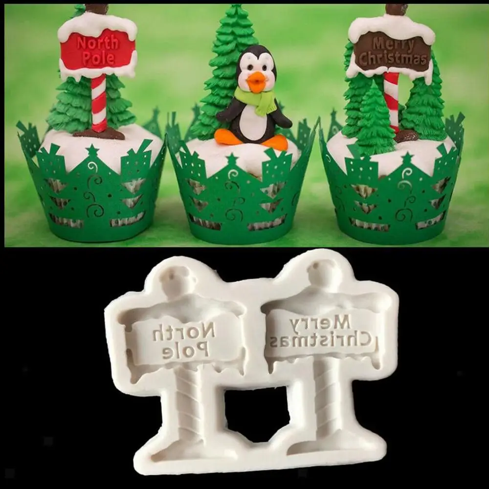 3D Счастливого Рождества Северный полюс Силиконовые Формы Рождественский олень помадка формочка для кексов, мыла шоколада кухонные аксессуары инструменты для выпечки 40
