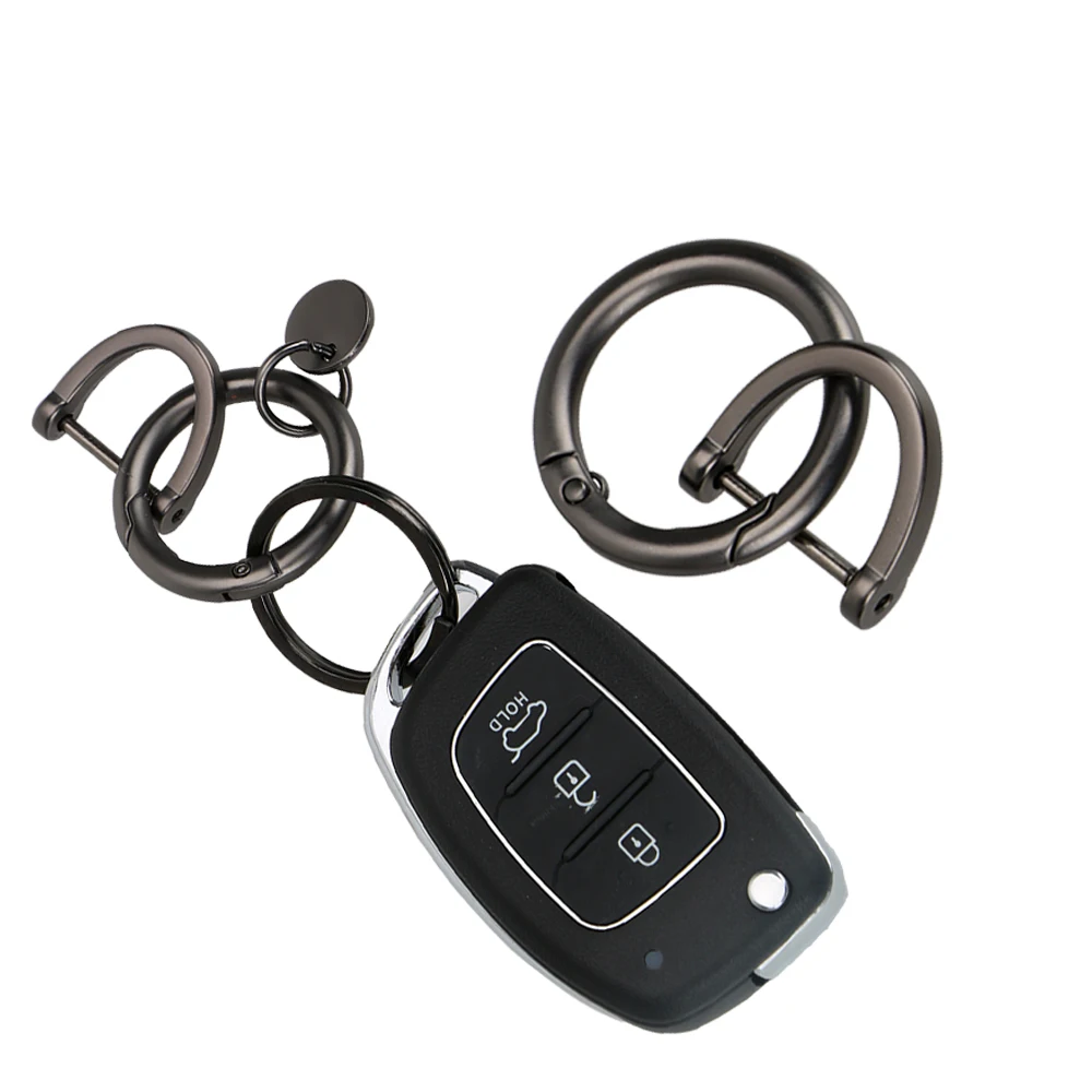 2pcs D-shaped Keychain Unique Stylish Chic Horseshoe Car Key Ring for Men Adult 