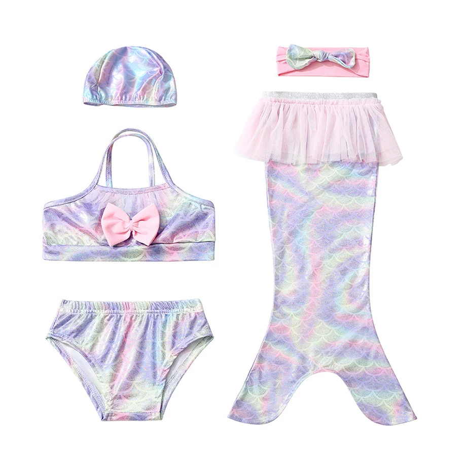 

Girls Bikini Split Swimming Suit Little Mermaid Princess Ariel Cosplay Costume Girl Mermaid Tail Bathing Suit Halloween Dress