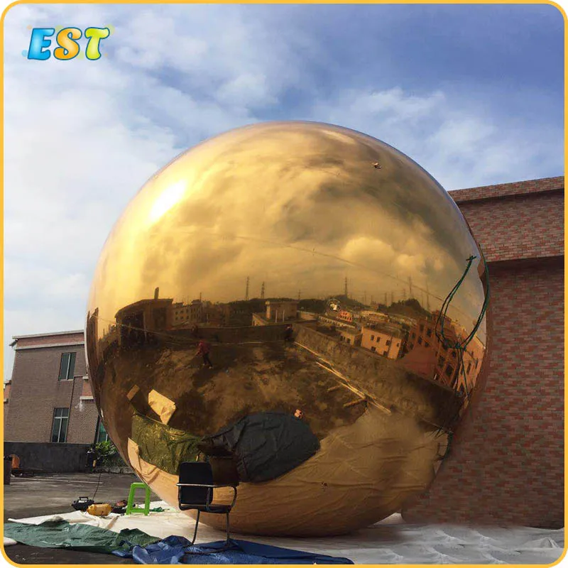 

PVC factory sale giant hanging gold inflatable mirror ball