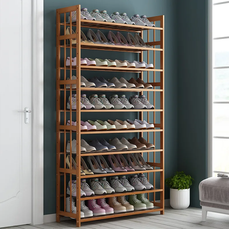 

Nanzhu shoe rack multi-storey simple household door assembly solid wood large capacity high-rise shoe cabinet reception