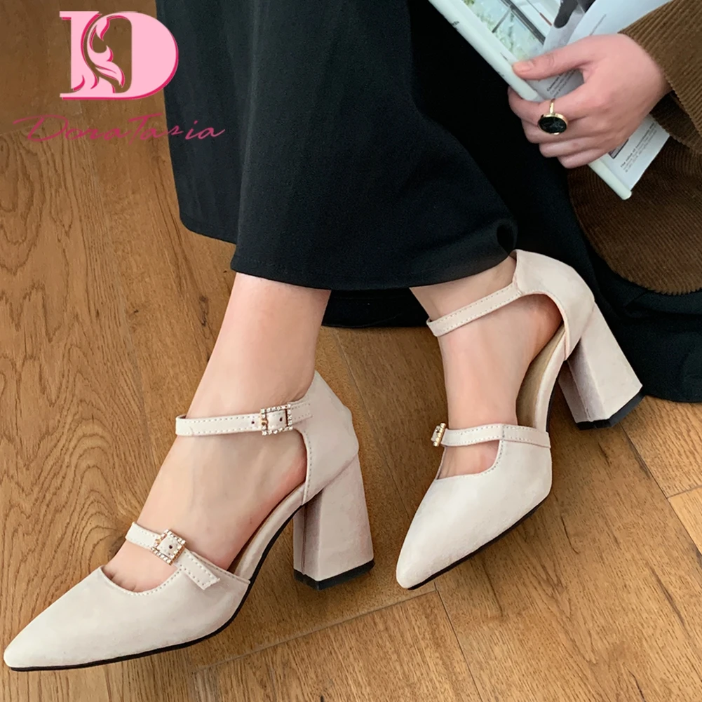 

Doratasia New Fashion Wholesale Plus Size 32-48 Chunky High Heels Concise Sandals Woman Shoes Buckle Strap Summer Shoes Women