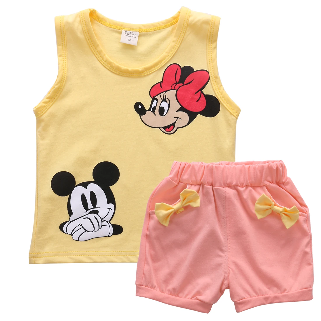 2PCS Newborn Infant Kids Clothing Set Baby Girls Cartoon Minnie Mouse Vest Tops+Shorts Outfits 2-4T Baby Clothes