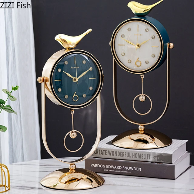 Altın kuş dekoratif masa saati sessiz süpürme iğne saatler oturma odası  dekorasyon avrupa masa Timepiece Modern ev dekor - AliExpress