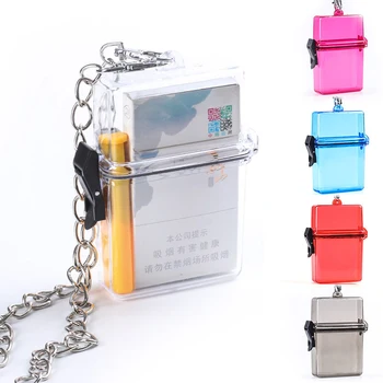 

Fashion Transparent Cigaret Case With Chain Creative Personality Cigarette Lighter Storage Cigarette Holder Smoke Tool SM188
