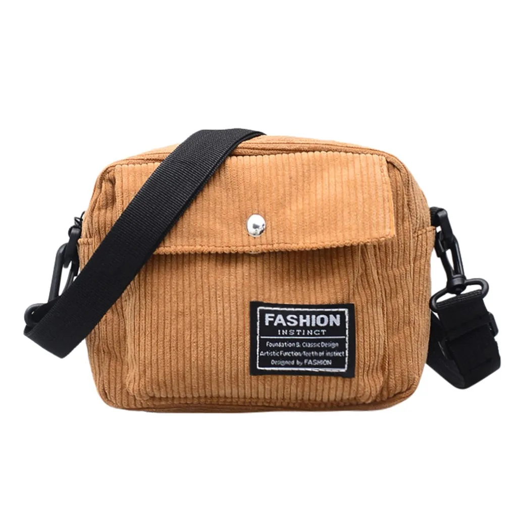 Women Corduroy Shoulder Bag Female Simple Small Square Bag Fashion Messenger Bags Casual Canvas Handbag Cloth Pouch#T1P