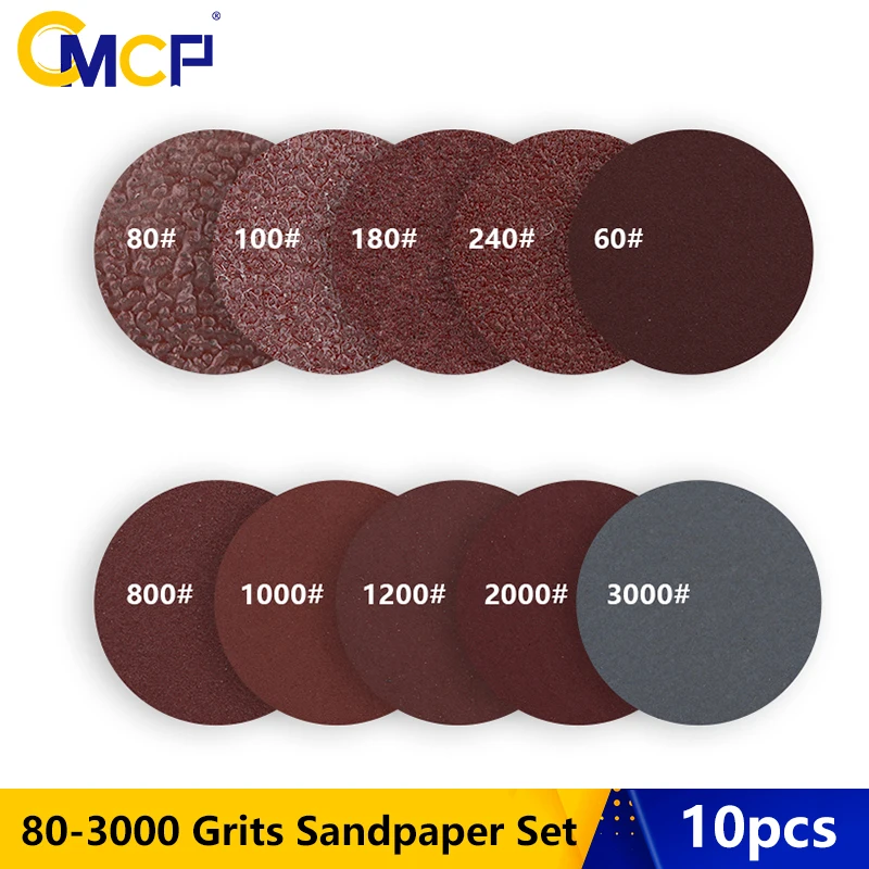 CMCP 10 Uds flocado conjunto de papel de lija 1 pulgada 25mm disco de lijado almohadilla para lijar papel de lija 80-3000 Grits