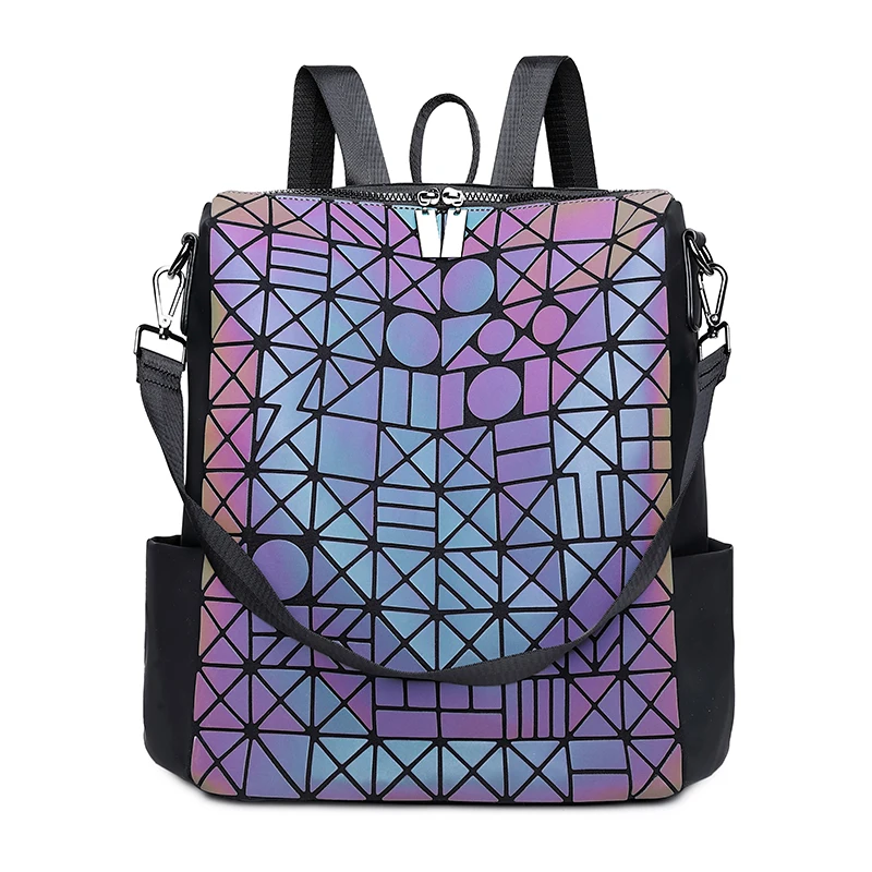 Светящийся рюкзак с блестками, женские и мужские для мальчиков и девочек, вместительный рюкзак для путешествий, школьная сумка в консервативном стиле, геометрические голографические рюкзаки - Цвет: Luminous Round