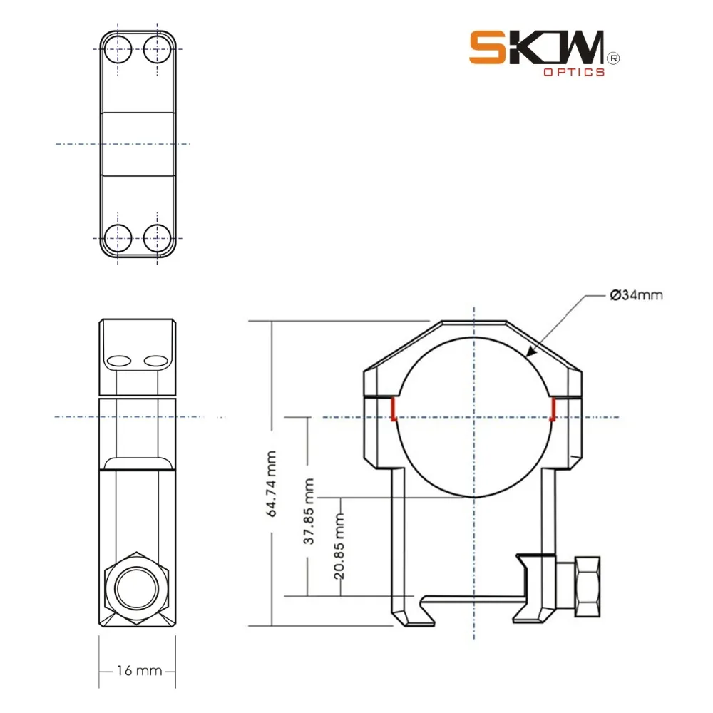 SKWGEAR Тактический легкий 34 мм прицел кольца кронштейн для винтовочного прицела подходит Picatinny Mil CNC прицел кольцо