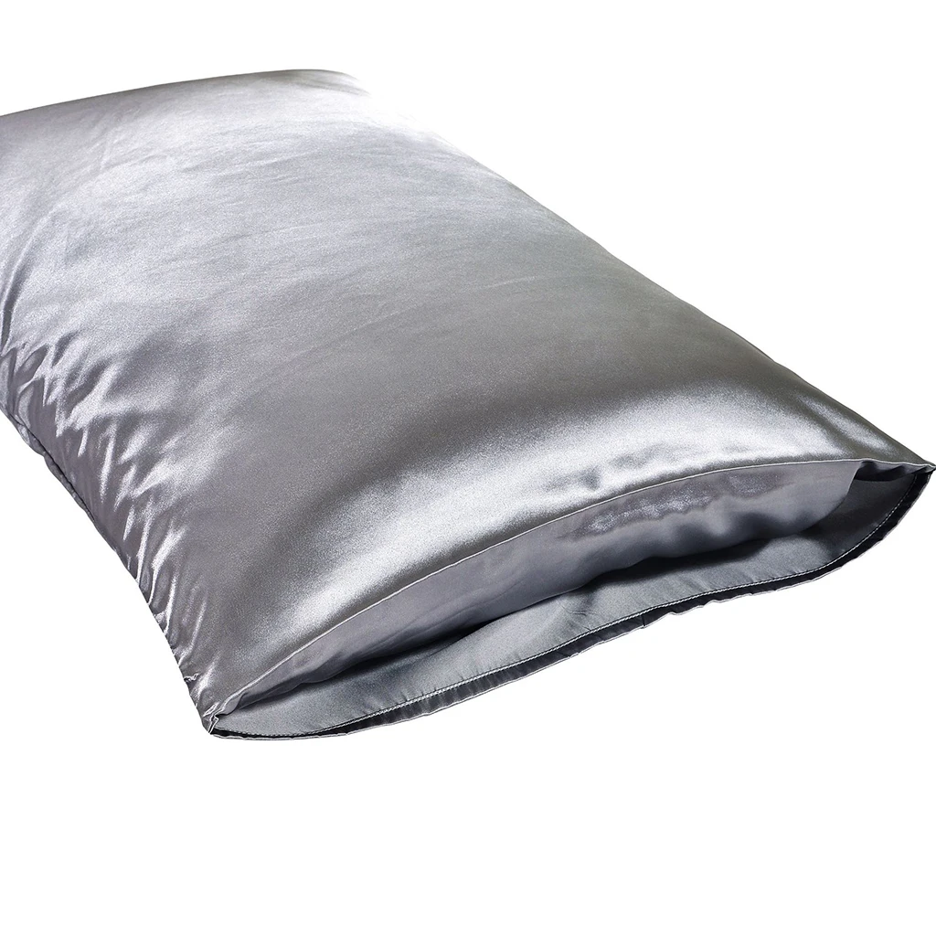 2 Pieces Solid Color Luxury Silky Bedding Pillowcases, Silk Pillows Case, US Size - Standard Twin/ Queen/ King