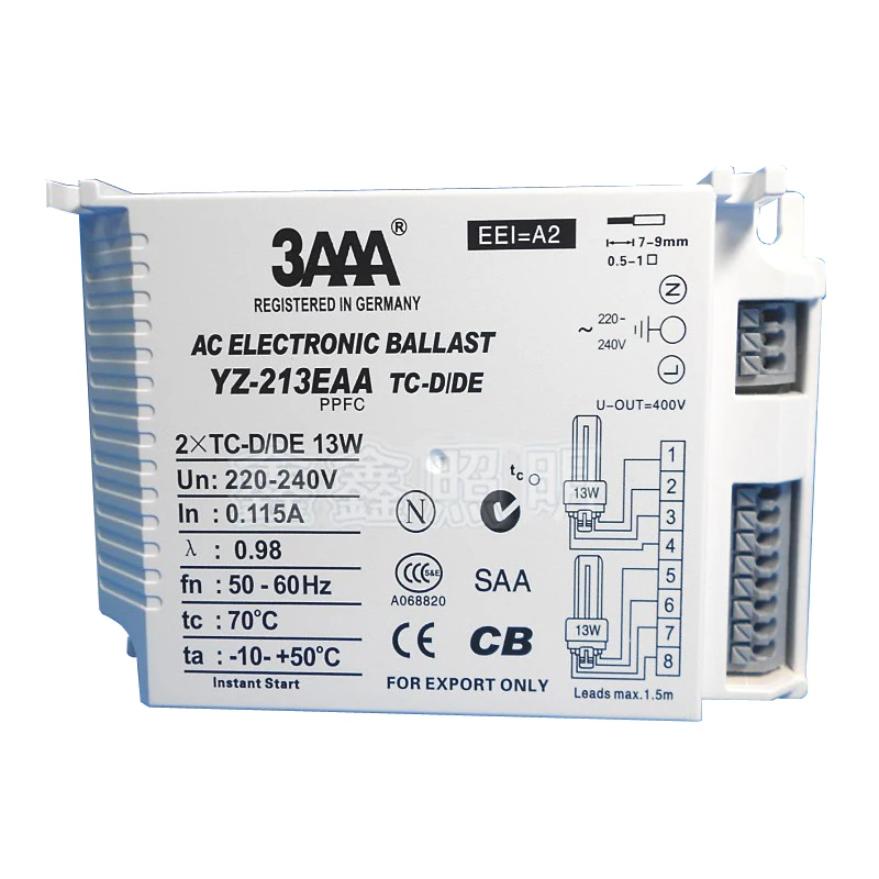 3AAA YZ-113EAA YZ-213EAA TC-D/DE 13W YZ-126EAA YZ-226EAA TC-T/TC-TE 26W YZ-132EAA PLC-T TC-TE AC PPFC Electronic Ballasts - Цвет: YZ-213EAA