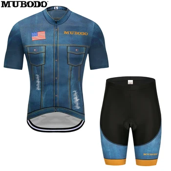 

Men Cycling Jersey Summer Short Sleeve Set Maillot Bib Shorts Bicycle Clothes Sportwear Suit