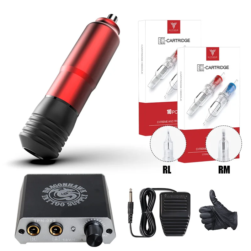 

Dragonhawk Beginner Tattoo kit New Tattoo Kit Set Supplies Motor Pen Machine Gun Power Supply Needles