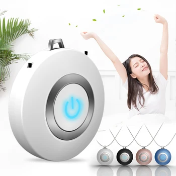 

Mini Portable Wearable Necklace Air Purifier Negative Ion Generator Low Noise W Essential Oil Diffuser for Home Car USB Nebulize