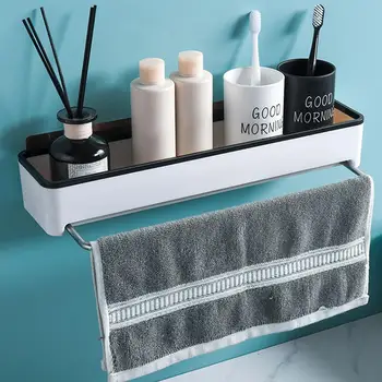 

Bathroom Kitchen Storage Shelf Rack Towel Bar Shampoo Bottle Holder Organizer bathroom shelves bathroom organizer полки