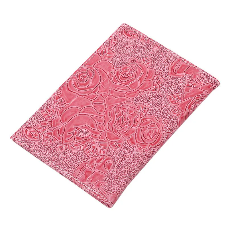 watermelon red Hot Sell RED Three-dimensional Embossed Rose PU Leather Women Travel Passport Holder Embossing Passport Cover Credit Card ID Bag - Цвет: watermelon red