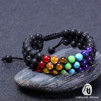 

2020 New Design Men Women Natural Stone Beaded Bracelets Three Layers Tiger Eyes Beads Braided Rope Bracelet Bangle Jewelry Gift