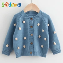 Sodawn/Одежда для маленьких девочек Кардиган Осенний хлопковый свитер верхняя одежда для детей вязаный свитер для девочек детское весеннее пальто, одежда