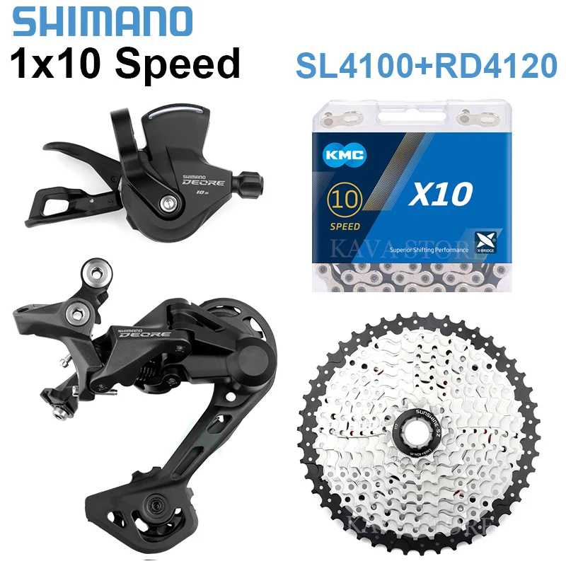 Shimano Kit de M4120 Deore, desviadores de 1x10 velocidades, palanca de cambio de SL 4100, KMC 10 S 36 40 42 46 50T 10 S, Cassette 10v|Desviador de bicicleta| -